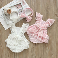 Load image into Gallery viewer, Baby Girls Bow Lace Rompers Wholesale 22051682
