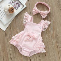 Load image into Gallery viewer, Baby Girls Bow Lace Rompers Wholesale 22051682
