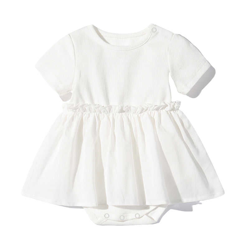 Baby Girls Solid Color Rompers Wholesale 22051686