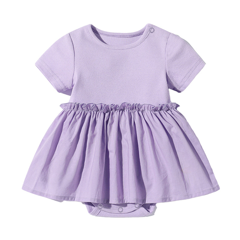 Baby Girls Solid Color Rompers Wholesale 22051686