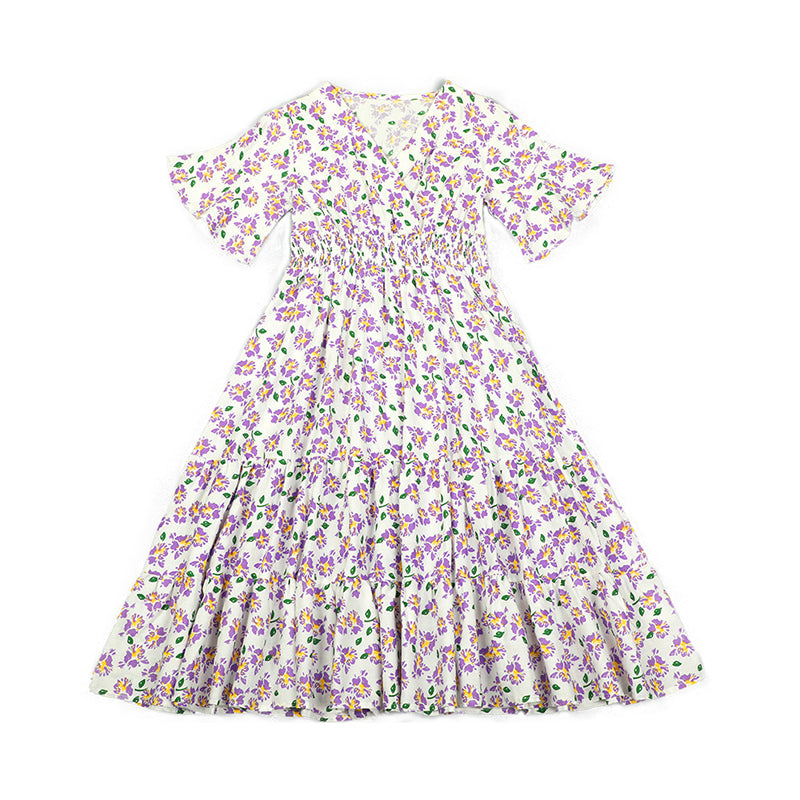 Kid Big Kid Girls Flower Print Dresses Wholesale 22051689
