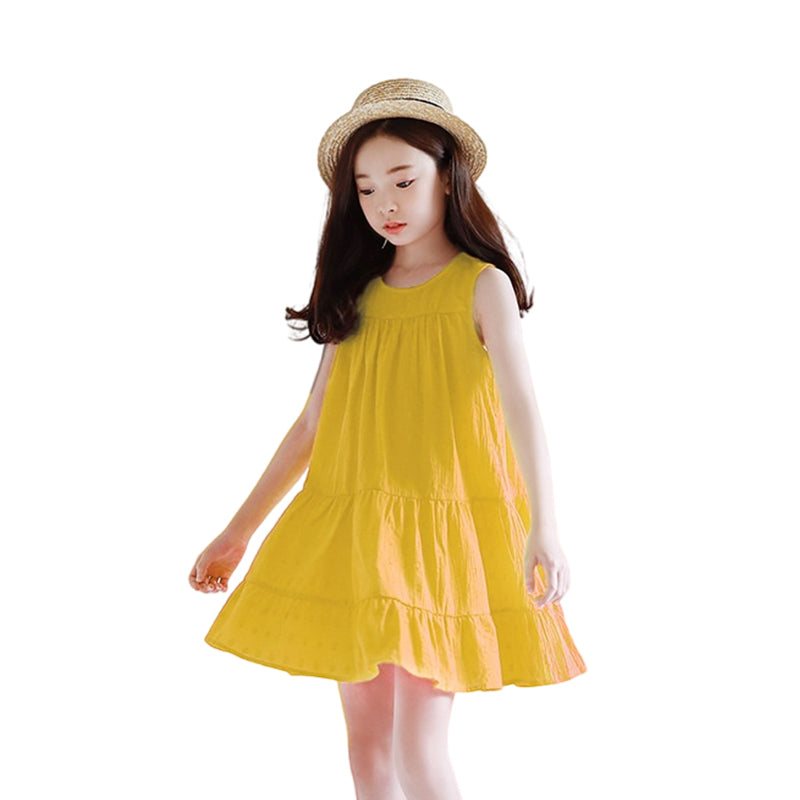 Kid Big Kid Girls Solid Color Dresses Wholesale 22051698