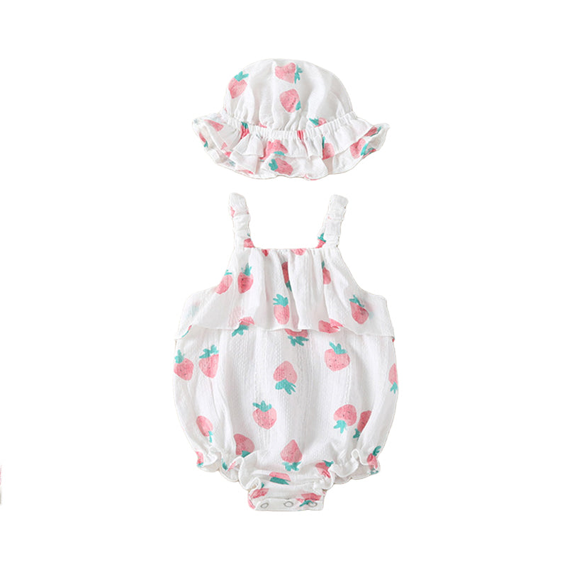Baby Girls Fruit Print Rompers Wholesale 22051703