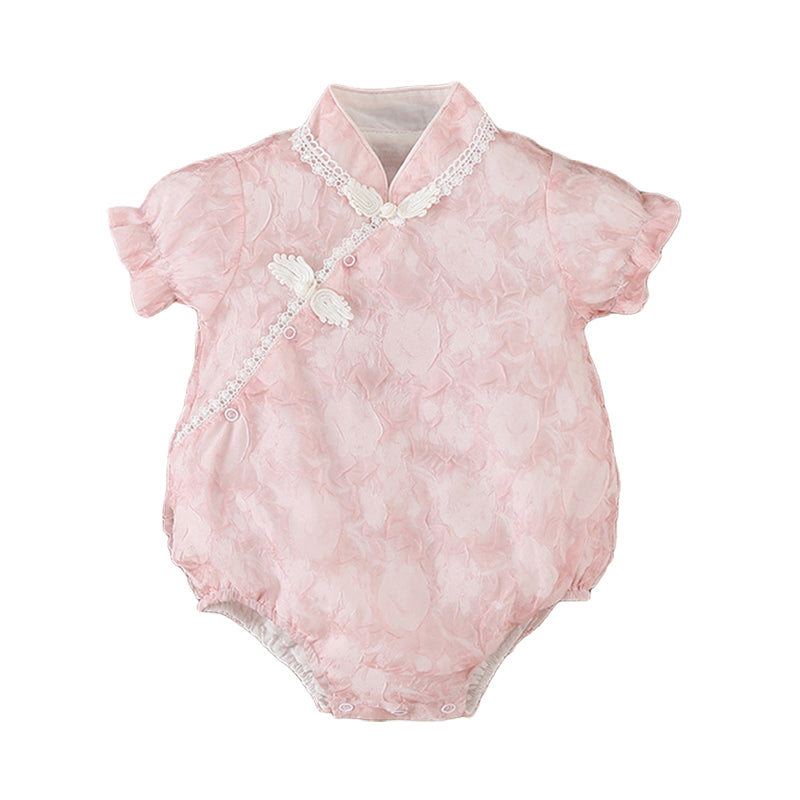 Baby Girls Solid Color Lace Rompers Wholesale 220517100