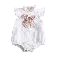 Load image into Gallery viewer, Baby Girls Solid Color Flower Bow Embroidered Rompers Wholesale 220517101
