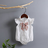 Load image into Gallery viewer, Baby Girls Solid Color Flower Bow Embroidered Rompers Wholesale 220517101
