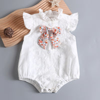 Load image into Gallery viewer, Baby Girls Solid Color Flower Bow Embroidered Rompers Wholesale 220517101
