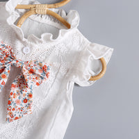 Load image into Gallery viewer, Baby Girls Solid Color Flower Bow Embroidered Rompers Wholesale 220517101

