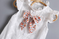 Load image into Gallery viewer, Baby Girls Solid Color Flower Bow Embroidered Rompers Wholesale 220517101
