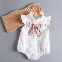 Load image into Gallery viewer, Baby Girls Solid Color Flower Bow Embroidered Rompers Wholesale 220517101
