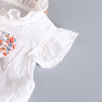 Load image into Gallery viewer, Baby Girls Solid Color Flower Bow Embroidered Rompers Wholesale 220517101
