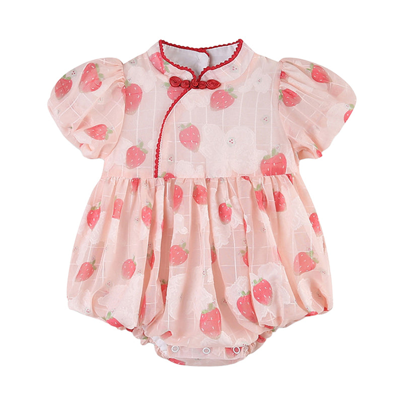 Baby Girls Fruit Print Rompers Wholesale 220517103