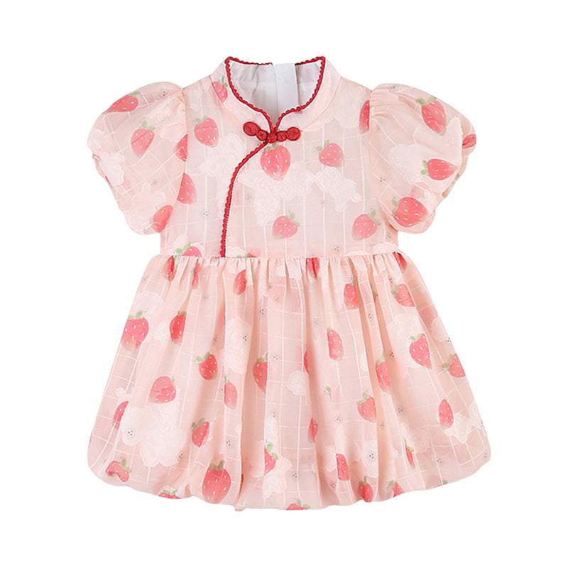 Baby Kid Girls Fruit Print Dresses Wholesale 220517106