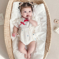 Load image into Gallery viewer, Baby Girls Flower Embroidered Rompers Wholesale 220517107
