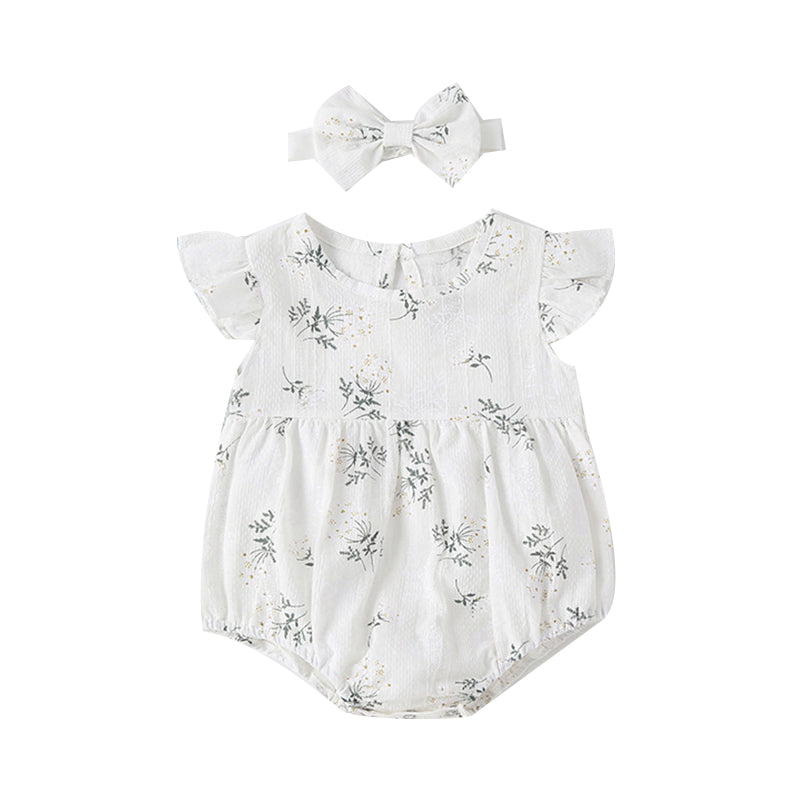 Baby Girls Flower Print Rompers Wholesale 220517116