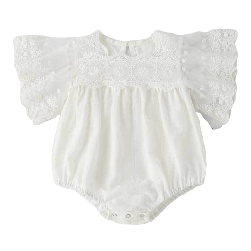 Baby Girls Solid Color Lace Rompers Wholesale 220517138