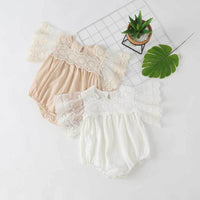 Load image into Gallery viewer, Baby Girls Solid Color Lace Rompers Wholesale 220517138
