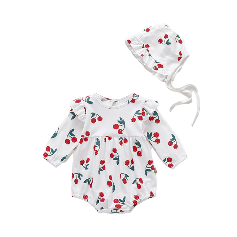 Baby Girls Fruit Print Rompers Wholesale 22051714