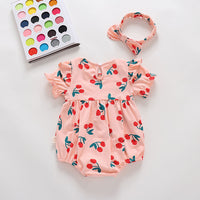 Load image into Gallery viewer, Baby Girls Fruit Print Rompers Wholesale 22051714
