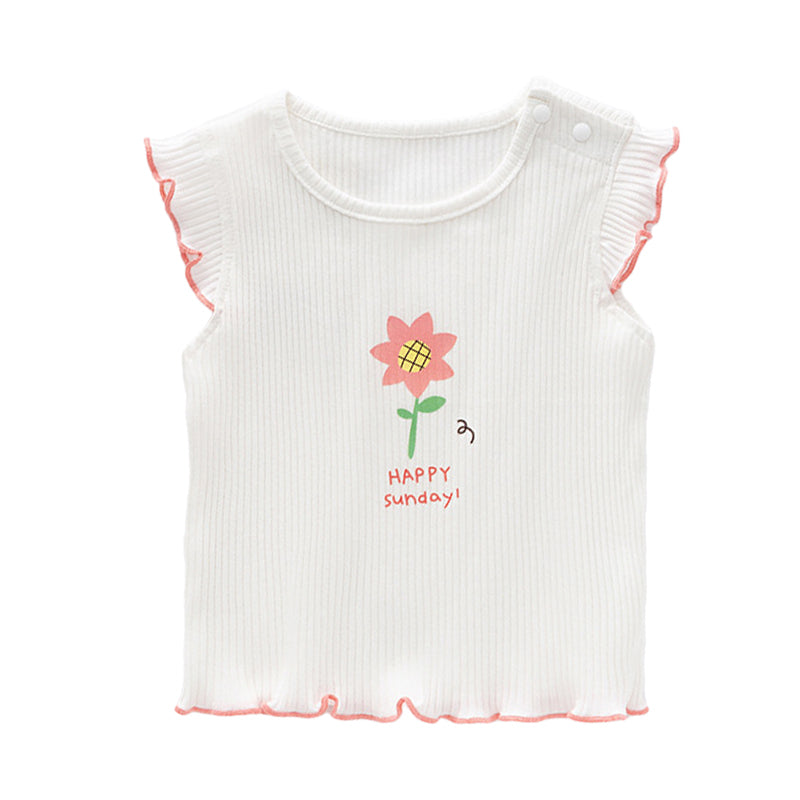 Baby Kid Girls Letters Flower Print Tank Tops Wholesale 220517189