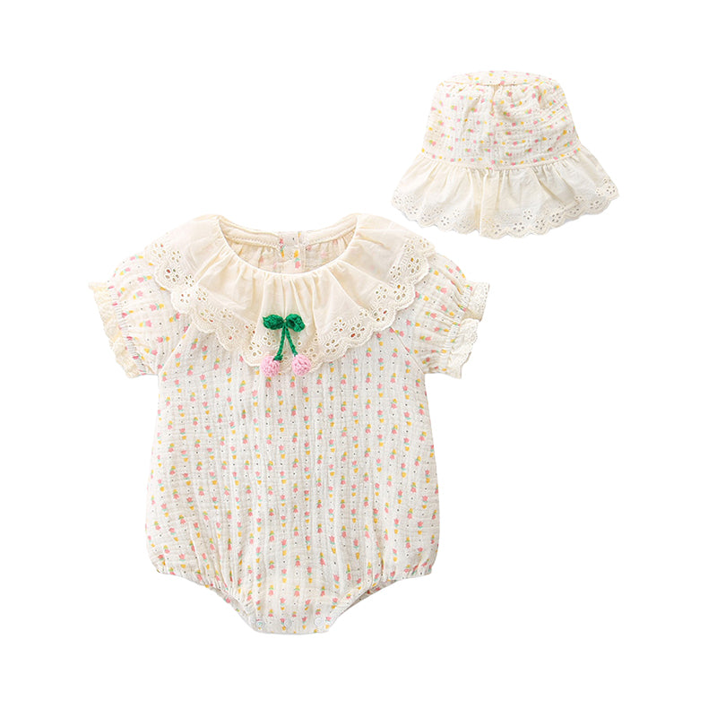 Baby Girls Flower Polka dots Print Rompers Wholesale 220517193