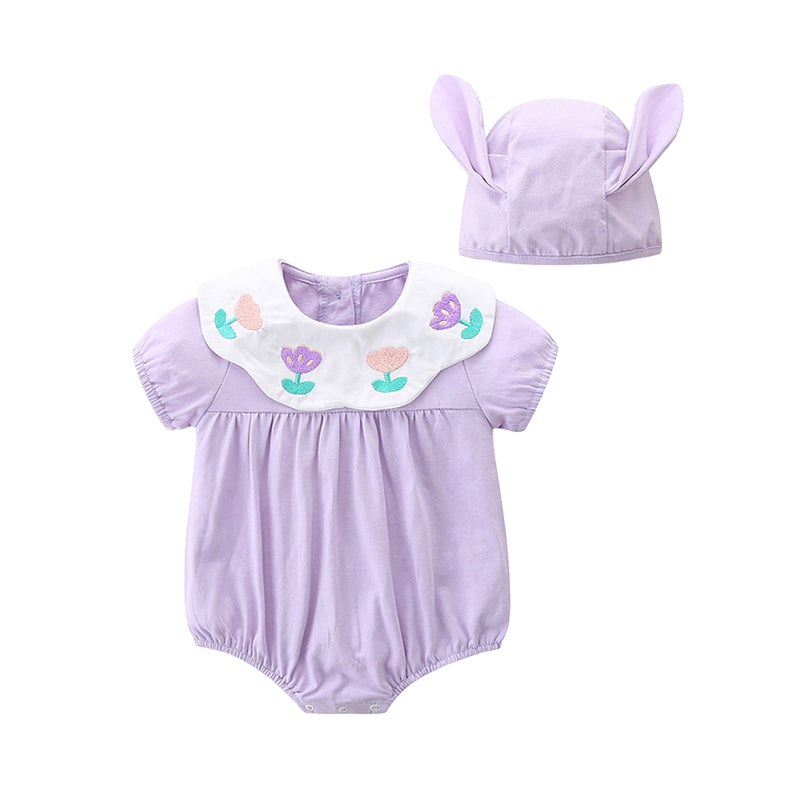 Baby Girls Flower Embroidered Rompers Wholesale 220517197