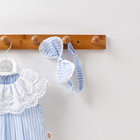 Load image into Gallery viewer, Baby Girls Striped Lace Rompers Wholesale 22051720
