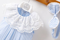 Load image into Gallery viewer, Baby Girls Striped Lace Rompers Wholesale 22051720
