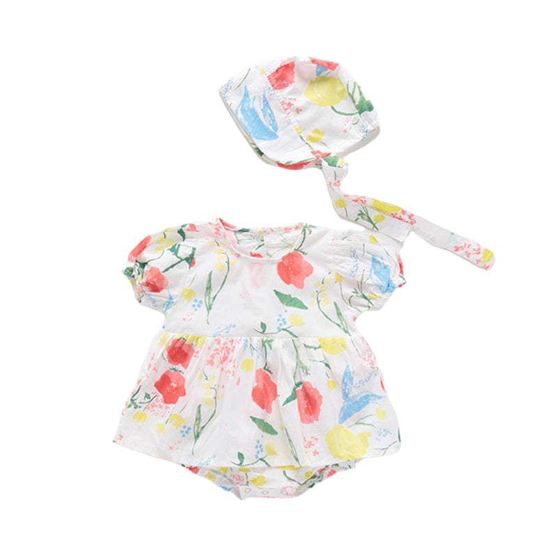 Baby Girls Flower Print Rompers Wholesale 22051722
