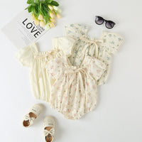Load image into Gallery viewer, Baby Girls Flower Bow Print Rompers Wholesale 220517237
