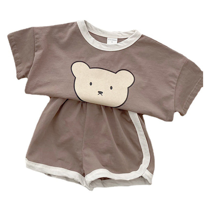 2 Pieces Set Baby Kid Unisex Cartoon Print T-Shirts And Shorts Wholesale 220517238