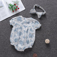 Load image into Gallery viewer, Baby Girls Flower Print Rompers Wholesale 22051724
