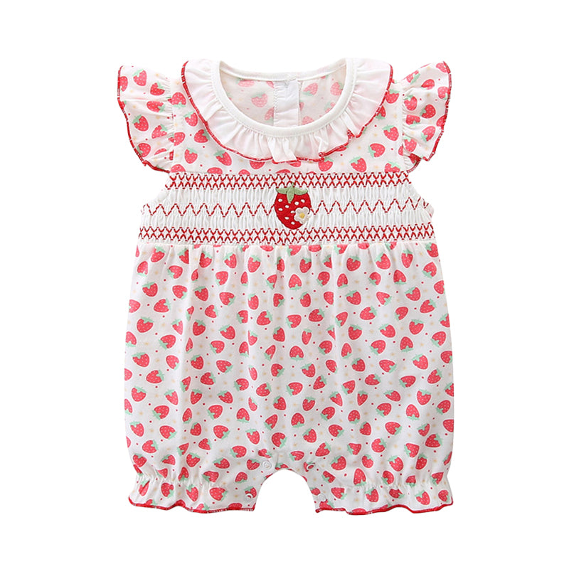 Baby Girls Fruit Embroidered Print Rompers Wholesale 220517240