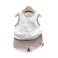 Load image into Gallery viewer, 2 Pieces Set Baby Kid Unisex Letters Cartoon Print Tank Tops And Color-blocking Shorts Wholesale 220517247
