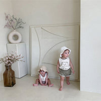 Load image into Gallery viewer, 2 Pieces Set Baby Kid Unisex Letters Cartoon Print Tank Tops And Color-blocking Shorts Wholesale 220517247
