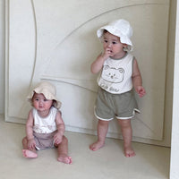 Load image into Gallery viewer, 2 Pieces Set Baby Kid Unisex Letters Cartoon Print Tank Tops And Color-blocking Shorts Wholesale 220517247
