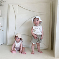 Load image into Gallery viewer, 2 Pieces Set Baby Kid Unisex Letters Cartoon Print Tank Tops And Color-blocking Shorts Wholesale 220517247
