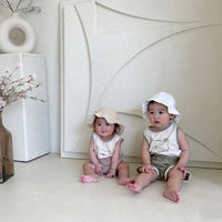 Load image into Gallery viewer, 2 Pieces Set Baby Kid Unisex Letters Cartoon Print Tank Tops And Color-blocking Shorts Wholesale 220517247
