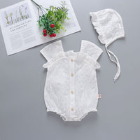 Load image into Gallery viewer, Baby Girls Solid Color Lace Rompers Wholesale 22051725
