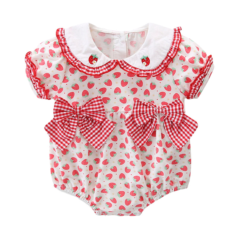 Baby Girls Fruit Bow Print Rompers Wholesale 220517250