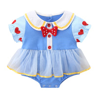 Load image into Gallery viewer, Baby Girls Color-blocking Love heart Bow Lace Print Rompers Wholesale 220517263
