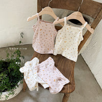 Load image into Gallery viewer, 2 Pieces Set Baby Girls Flower Print Tank Tops And Shorts Wholesale 220517285
