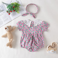 Load image into Gallery viewer, Baby Girls Flower Lace Embroidered Print Rompers Wholesale 22051729
