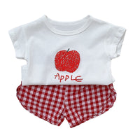Load image into Gallery viewer, 2 Pieces Set Baby Girls Boys Letters Fruit Print T-Shirts And Checked Shorts Wholesale 22051743
