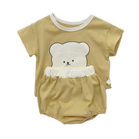 Load image into Gallery viewer, 2 Pieces Set Baby Girls Boys Cartoon Print T-Shirts And Color-blocking Shorts Wholesale 22051747
