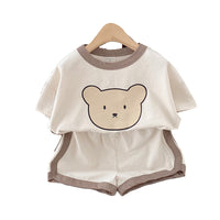 Load image into Gallery viewer, 2 Pieces Set Baby Girls Boys Cartoon Print T-Shirts And Color-blocking Shorts Wholesale 22051747
