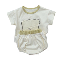 Load image into Gallery viewer, 2 Pieces Set Baby Girls Boys Cartoon Print T-Shirts And Color-blocking Shorts Wholesale 22051747
