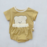 Load image into Gallery viewer, 2 Pieces Set Baby Girls Boys Cartoon Print T-Shirts And Color-blocking Shorts Wholesale 22051747
