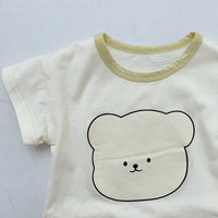 Load image into Gallery viewer, 2 Pieces Set Baby Girls Boys Cartoon Print T-Shirts And Color-blocking Shorts Wholesale 22051747
