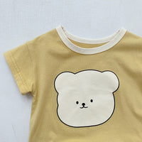 Load image into Gallery viewer, 2 Pieces Set Baby Girls Boys Cartoon Print T-Shirts And Color-blocking Shorts Wholesale 22051747
